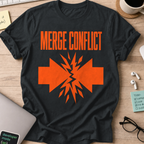 Orange Merge Conflict Shirt — Black