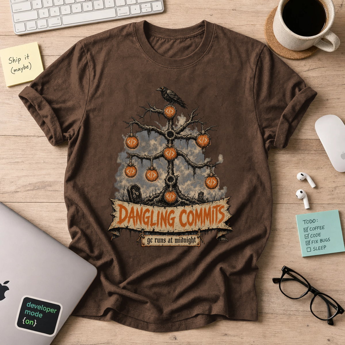 Dangling Commits Shirt — Dark Chocolate