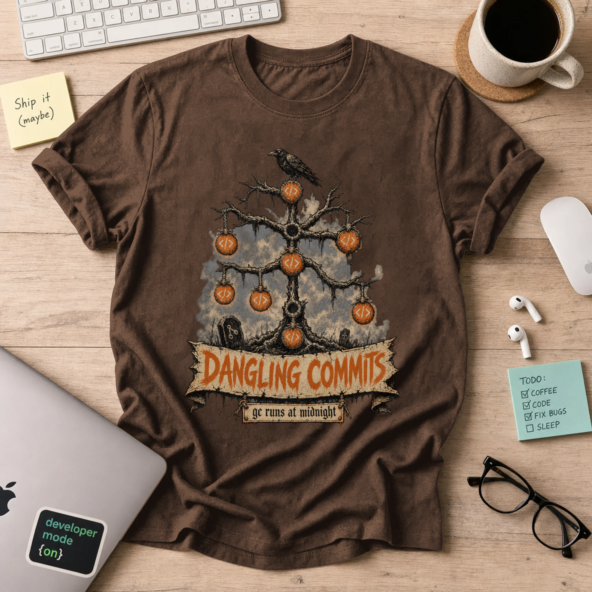 Dangling Commits Shirt — Dark Chocolate