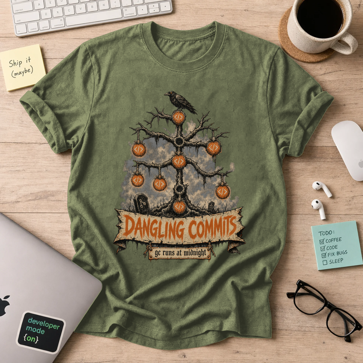Dangling Commits Shirt — Military Green