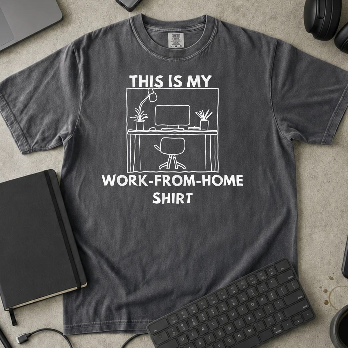 This Is My Work From Home Shirt Shirt in Pepper, Comfort Colors 1717 tee flat lay