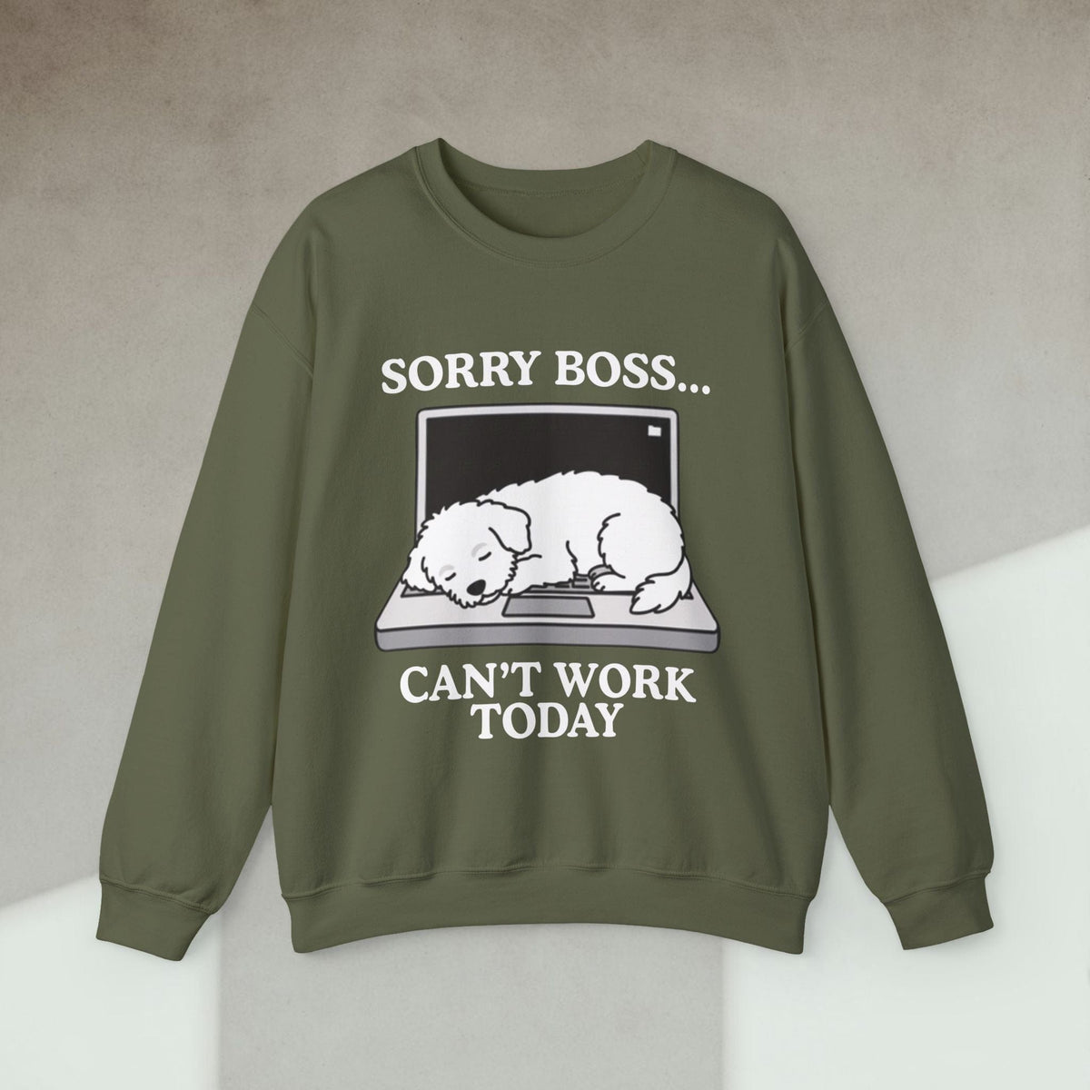 Code Culture sorry boss cant work today dog sweatshirt funny programmer Sweatshirt in S — Code Culture developer clothing