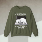 Code Culture sorry boss cant work today dog sweatshirt funny programmer Sweatshirt in S — Code Culture developer clothing