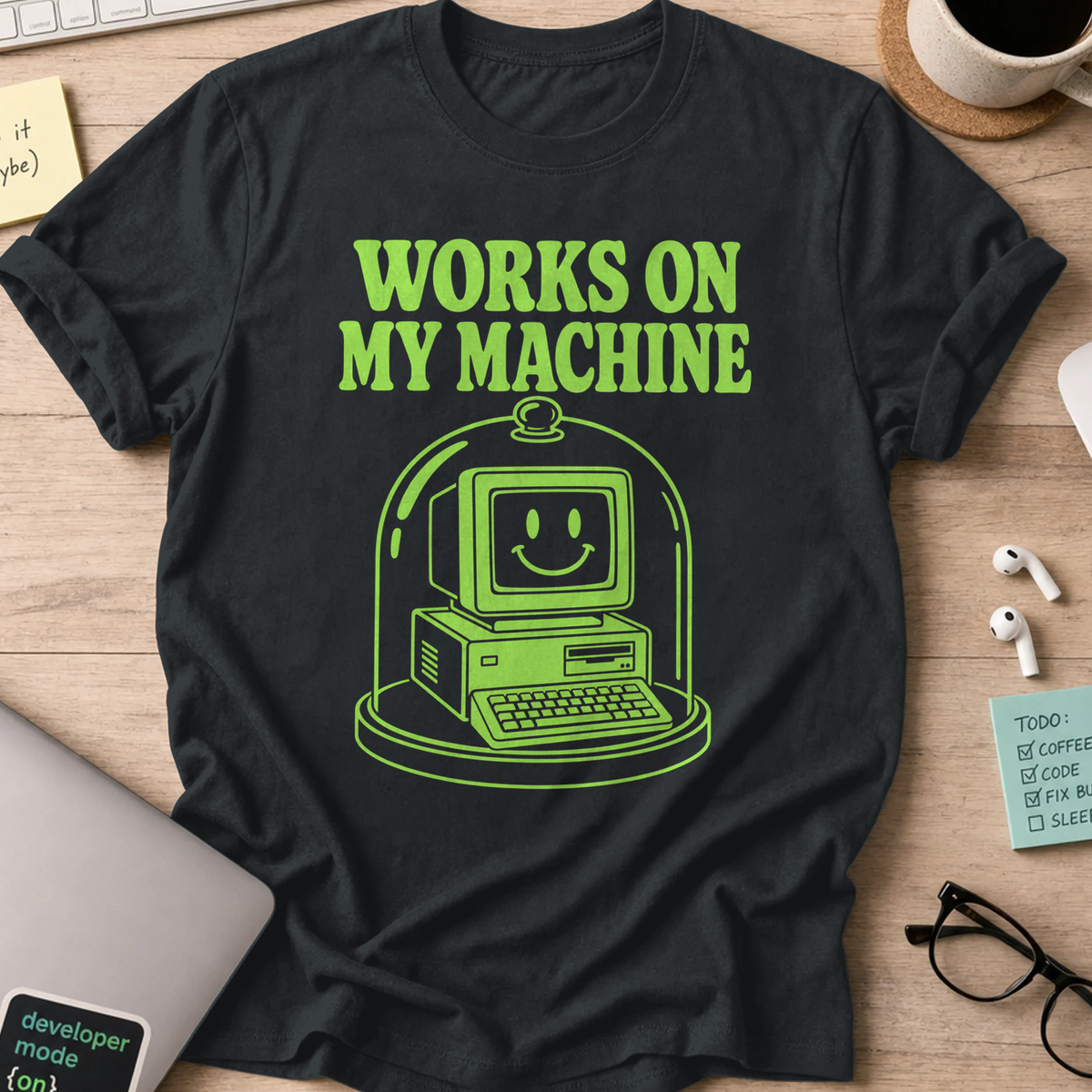 Works on My Machine Script Shirt — Black