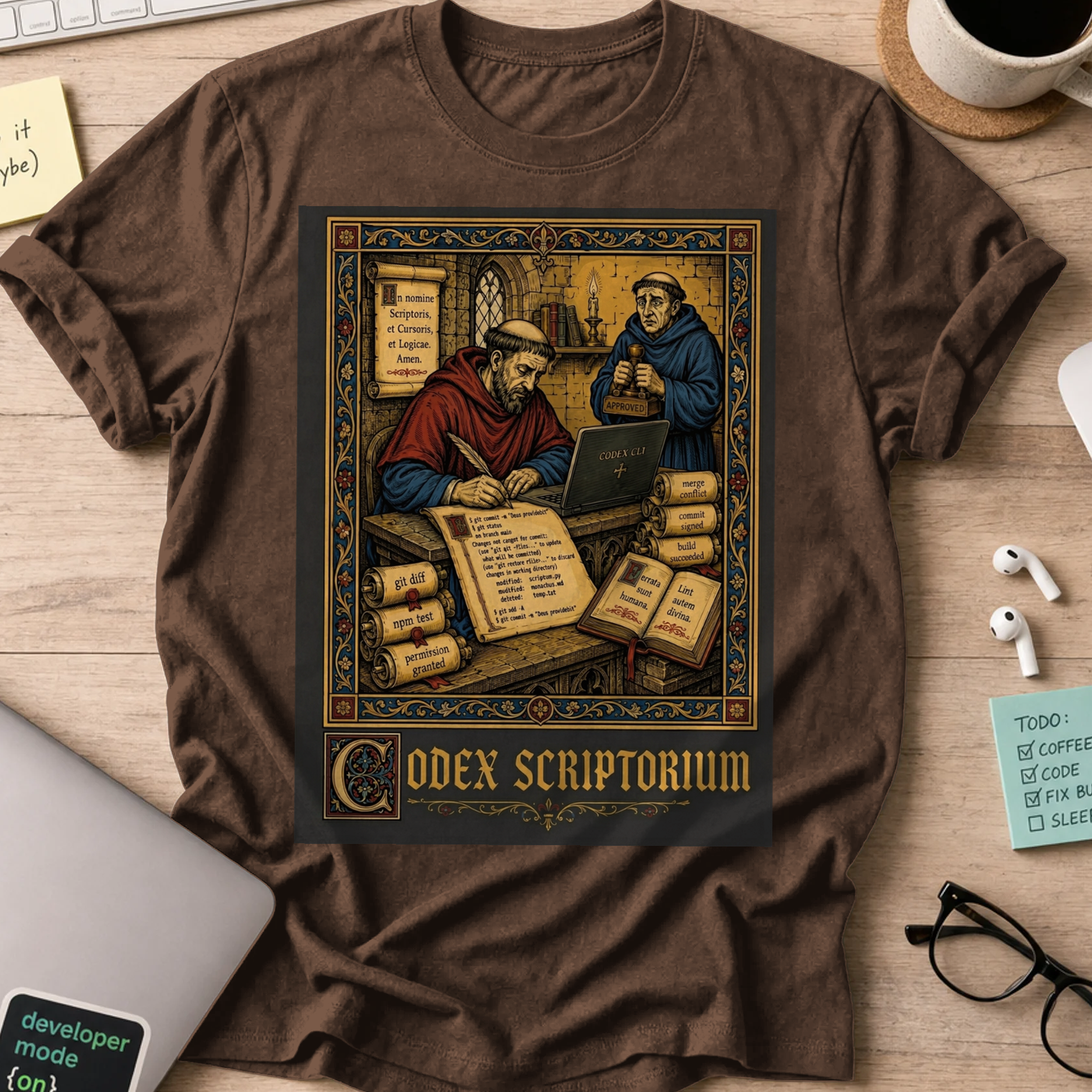 Codex Scriptorium Shirt — Dark Chocolate
