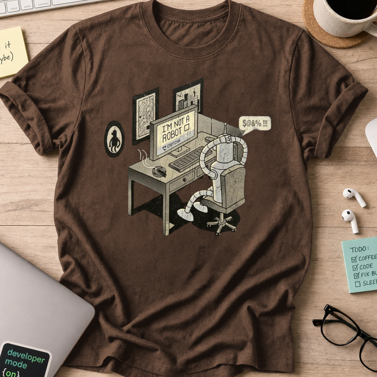I'm Not A Robot Captcha Shirt - Dark Chocolate