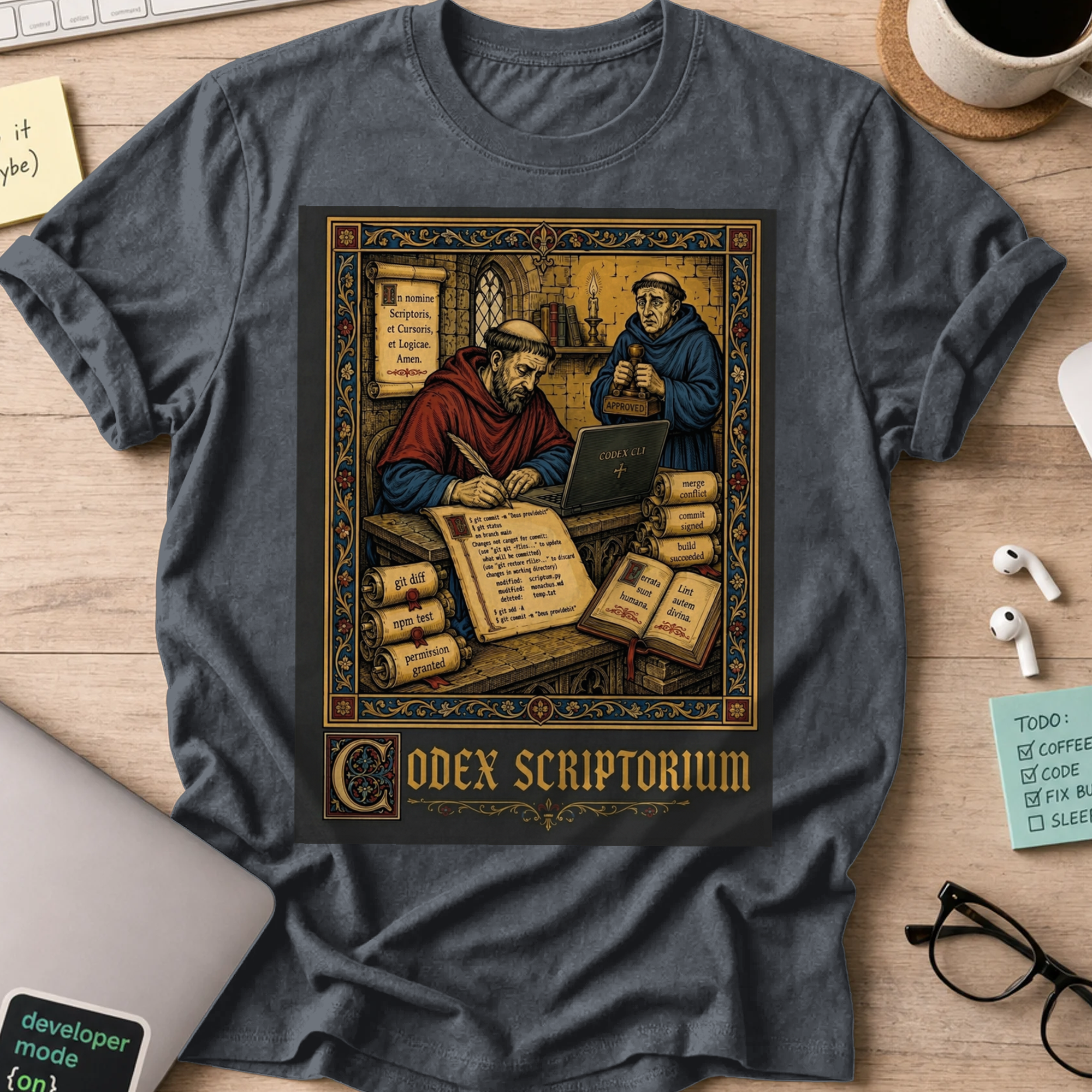Codex Scriptorium Shirt — Dark Heather