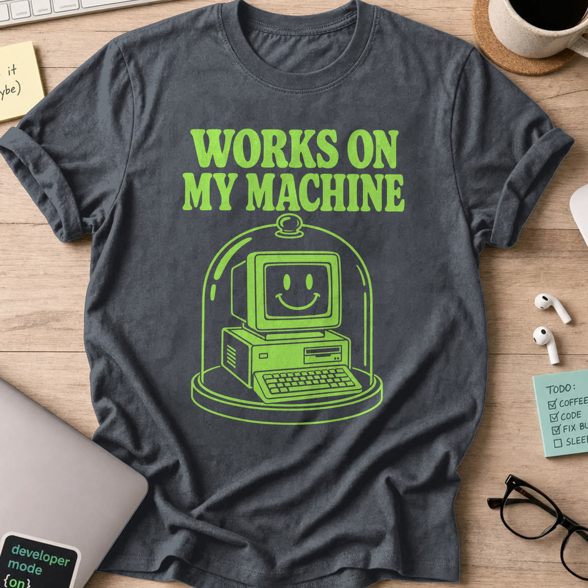 Works on My Machine Script Shirt — Dark Heather