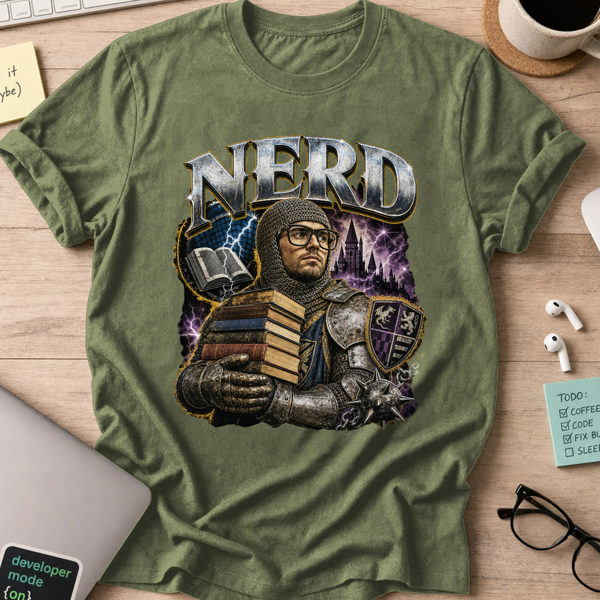 Nerd Collection Artwork 019 Shirt - Military Green mockup