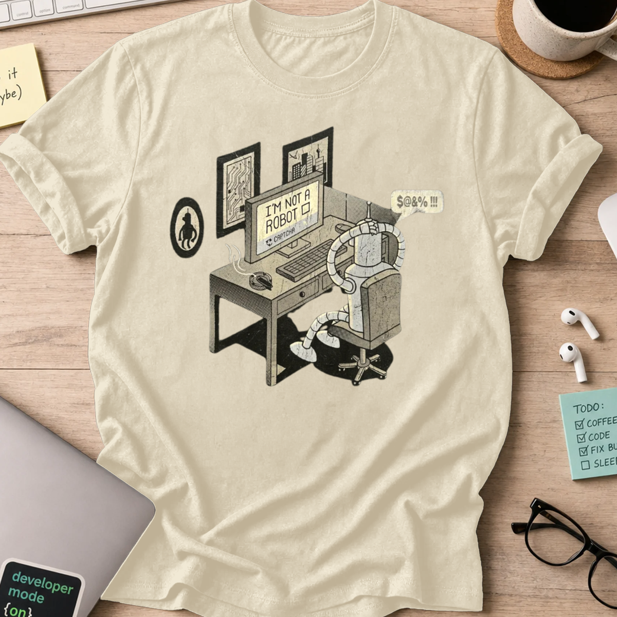I'm Not A Robot Captcha Shirt - Natural