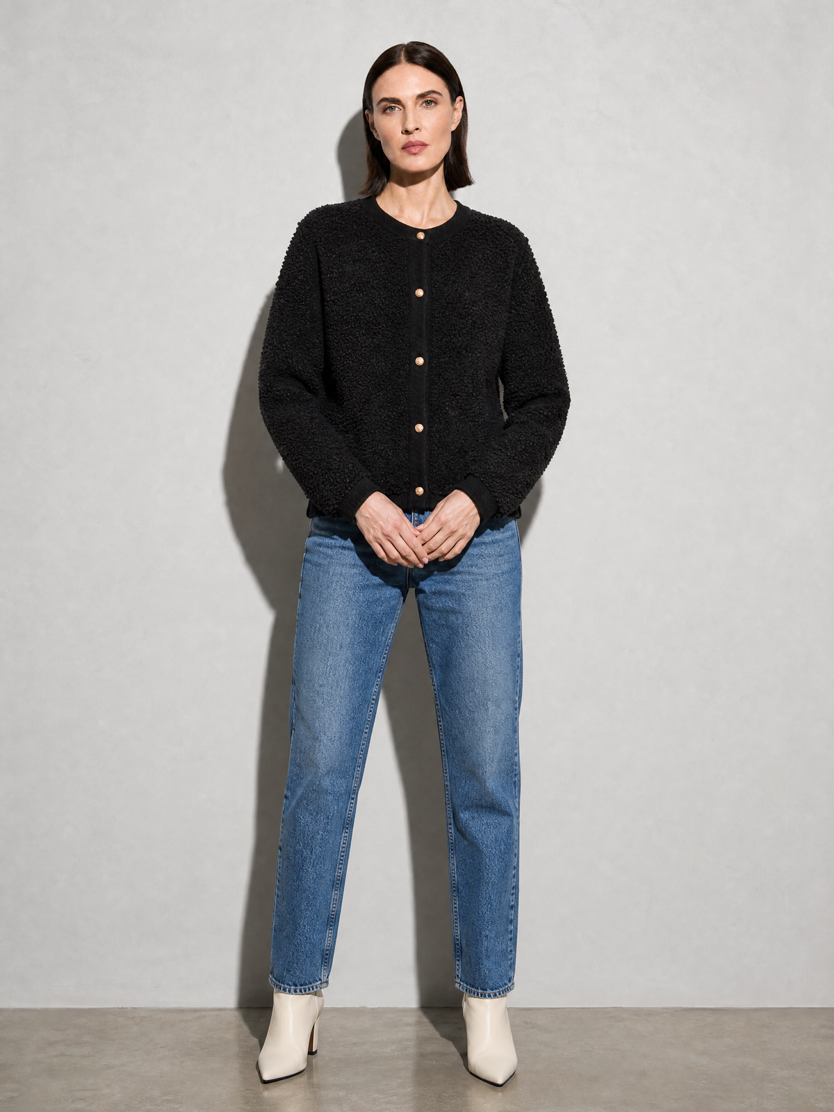 Women's Cardigan Textured Button Front