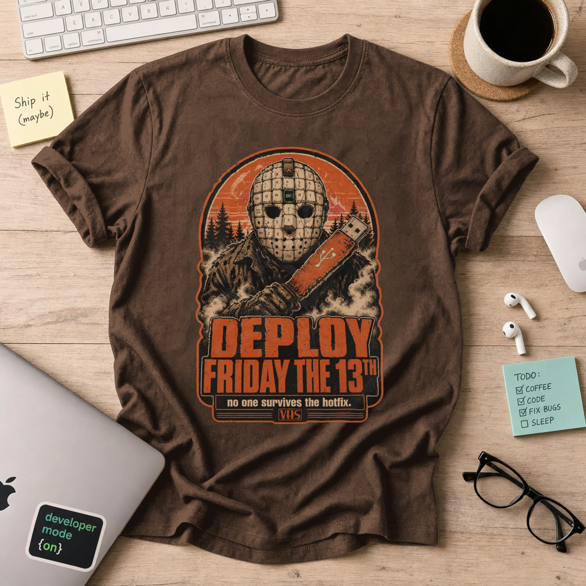 Deploy Friday the 13th Shirt — Dark Chocolate