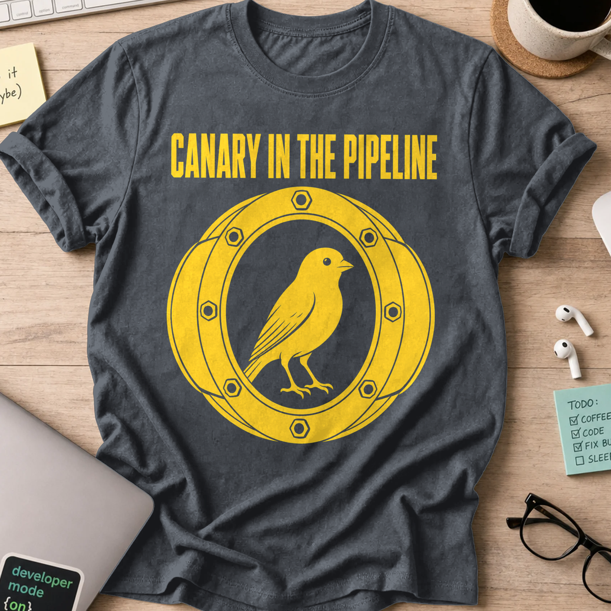 Canary in the Pipeline Shirt — Dark Heather