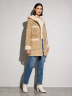 Women's Jacket Hooded Shearling Trim