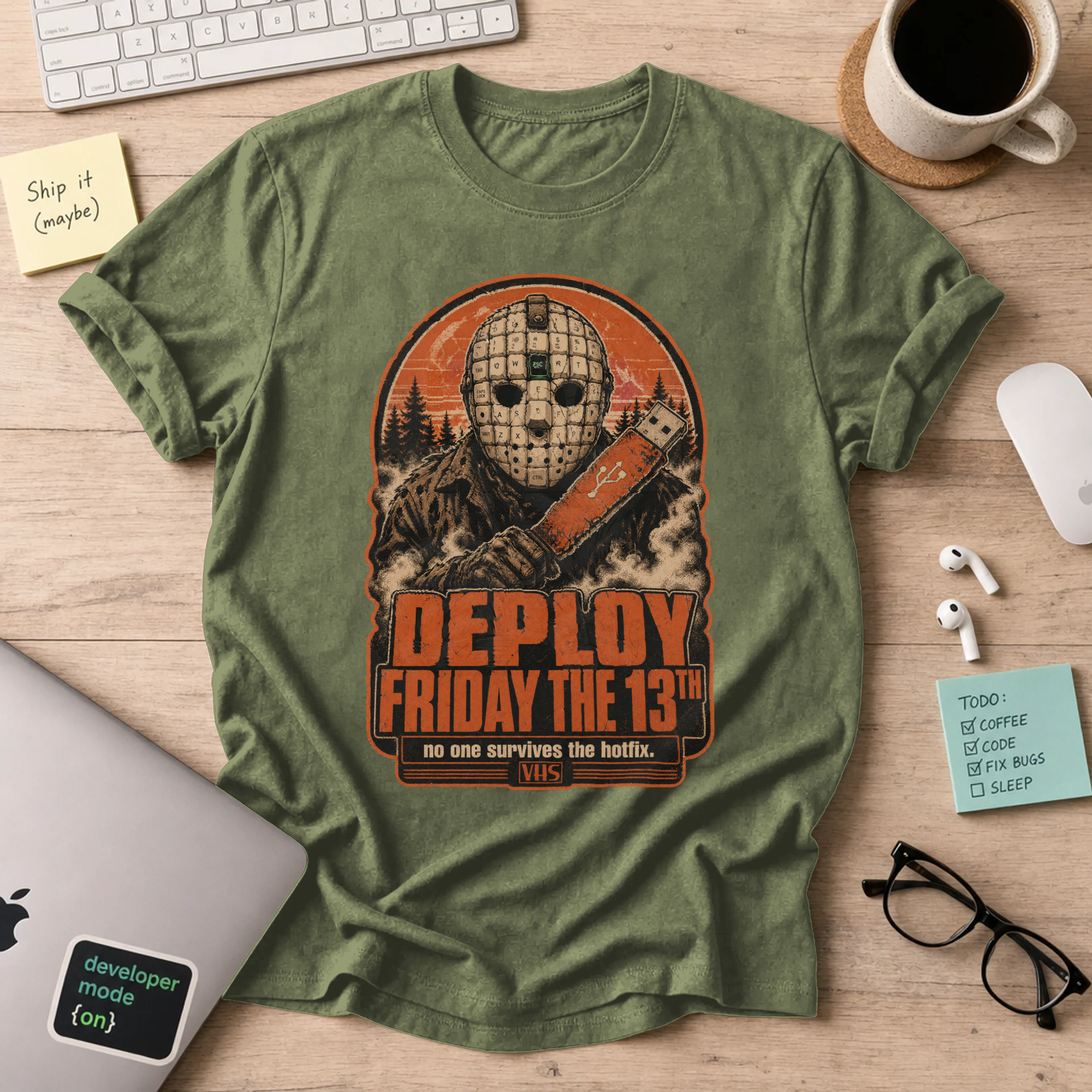 Deploy Friday the 13th Shirt — Military Green