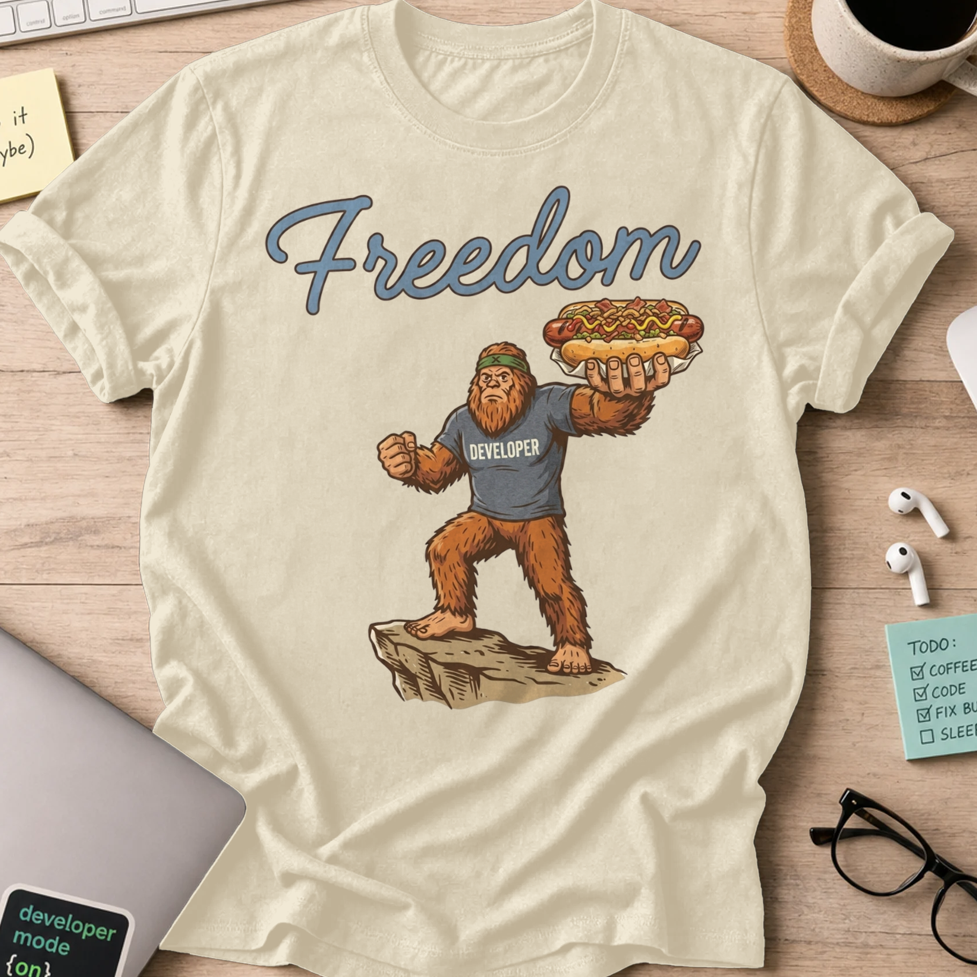 Freedom Bigfoot Hot Dog Shirt - Natural