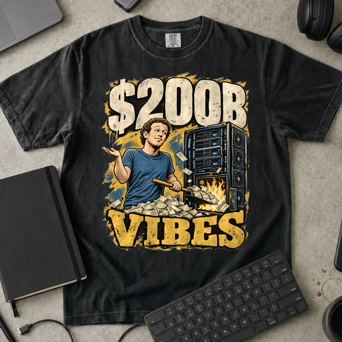 $200B Vibes Shirt — Black Comfort Colors 1717 flat lay