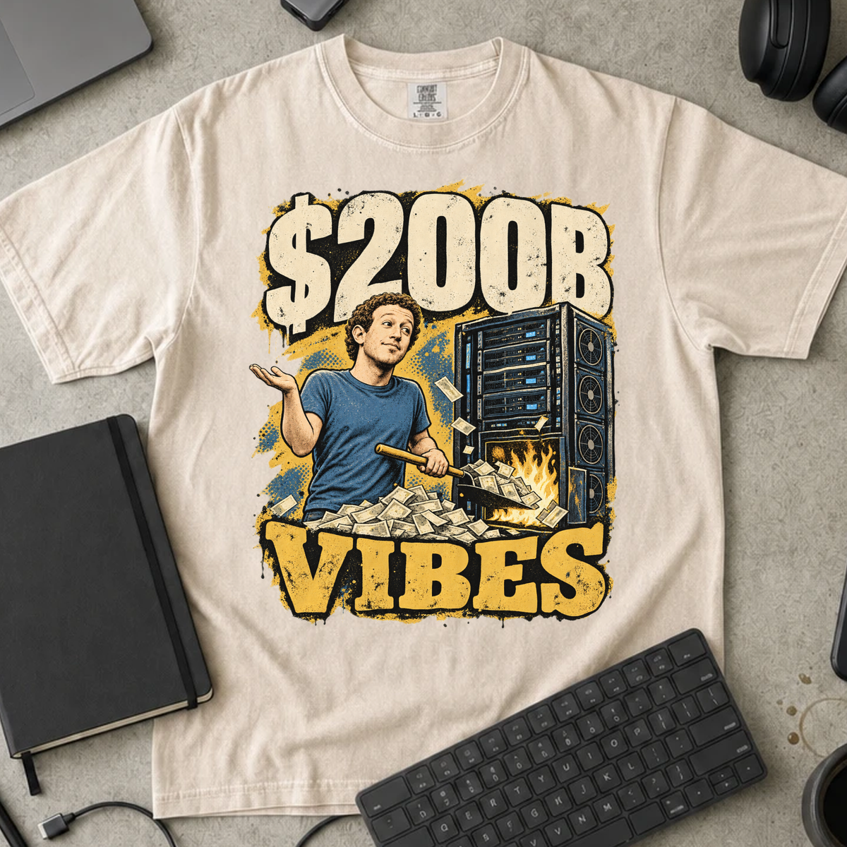 $200B Vibes Shirt — Ivory Comfort Colors 1717 flat lay