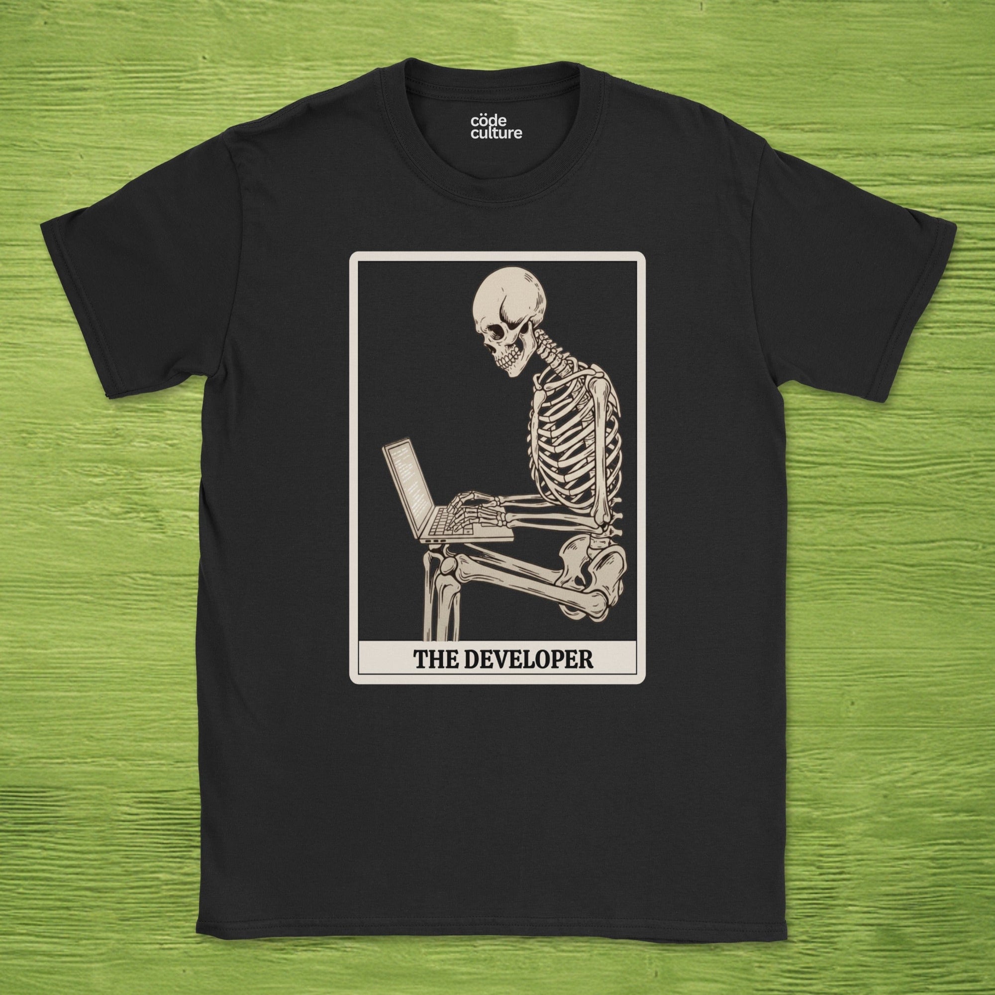 working skeleton developer shirt