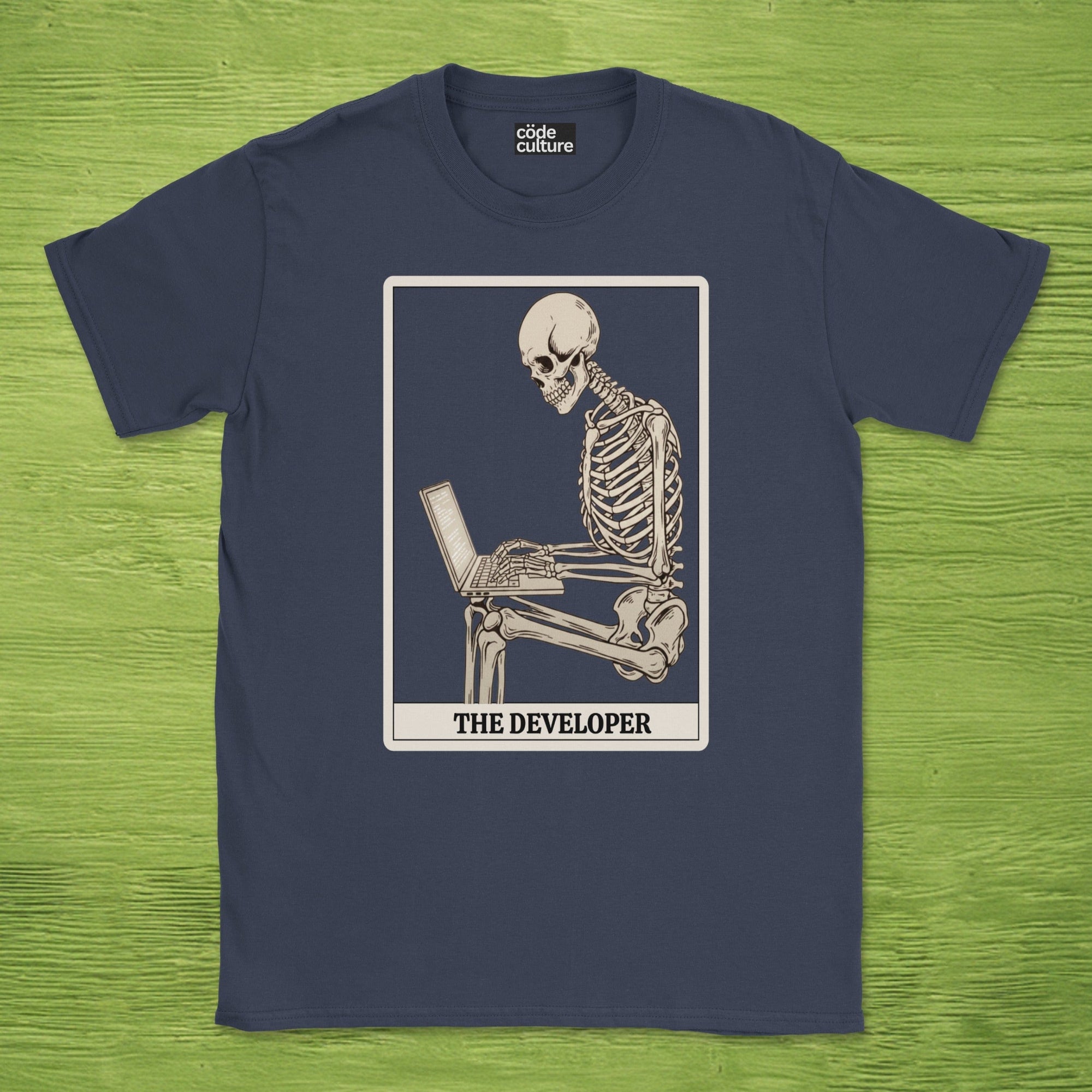 working skeleton developer shirt