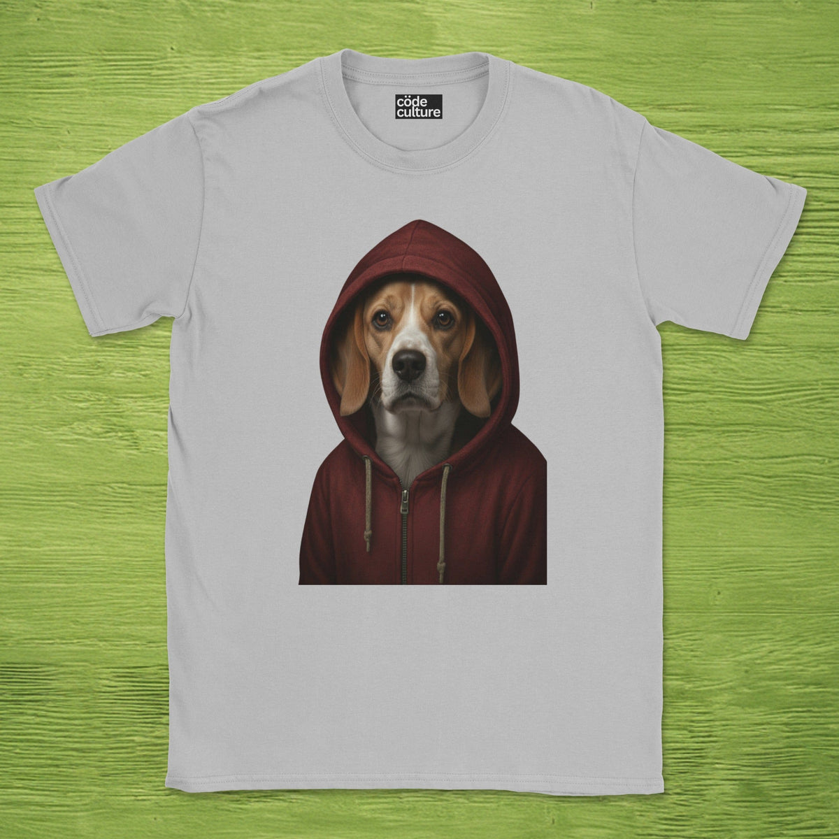 Code Culture dog in hoodie shirt funny programmer T-Shirt in Sport Grey — Code Culture developer clothing