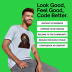 Code Culture dog in hoodie shirt funny programmer T-Shirt in Dark Chocolate — Code Culture developer clothing