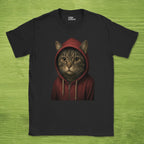 Code Culture cat in hoodie shirt funny programmer T-Shirt in Black — Code Culture developer clothing