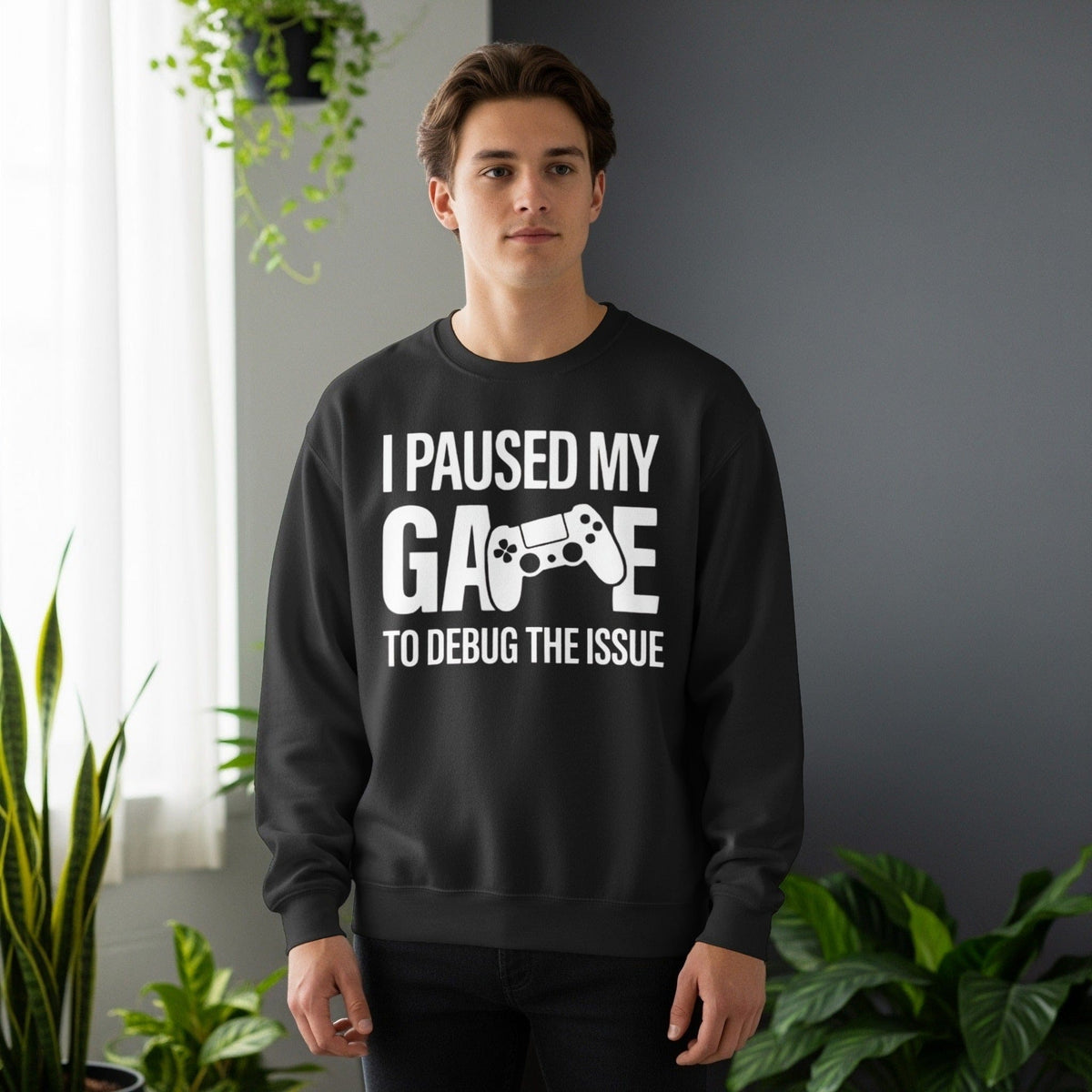Code Culture i paused my game to debug sweatshirt funny programmer Sweatshirt in S — Code Culture developer clothing