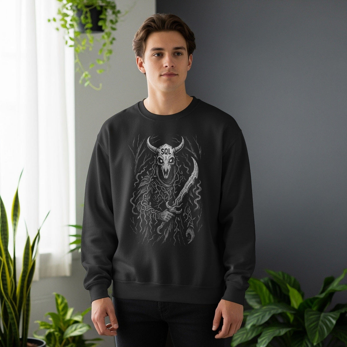 Code Culture sql knight sweatshirt funny programmer Sweatshirt in S — Code Culture developer clothing