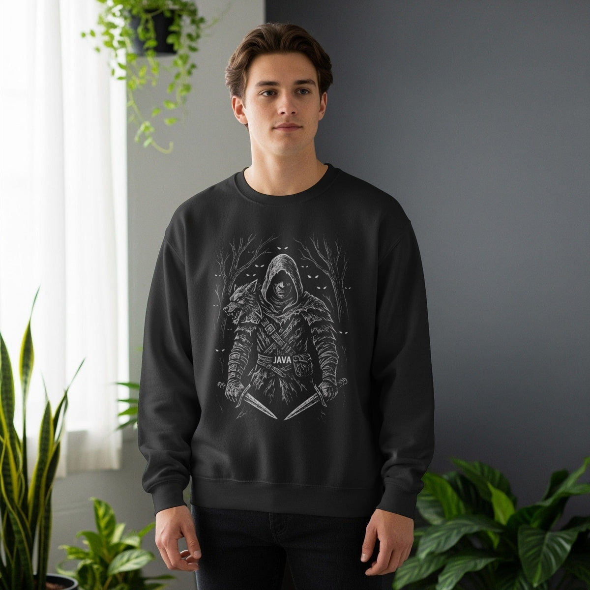 Code Culture java warrior sweatshirt funny programmer Sweatshirt in S — Code Culture developer clothing