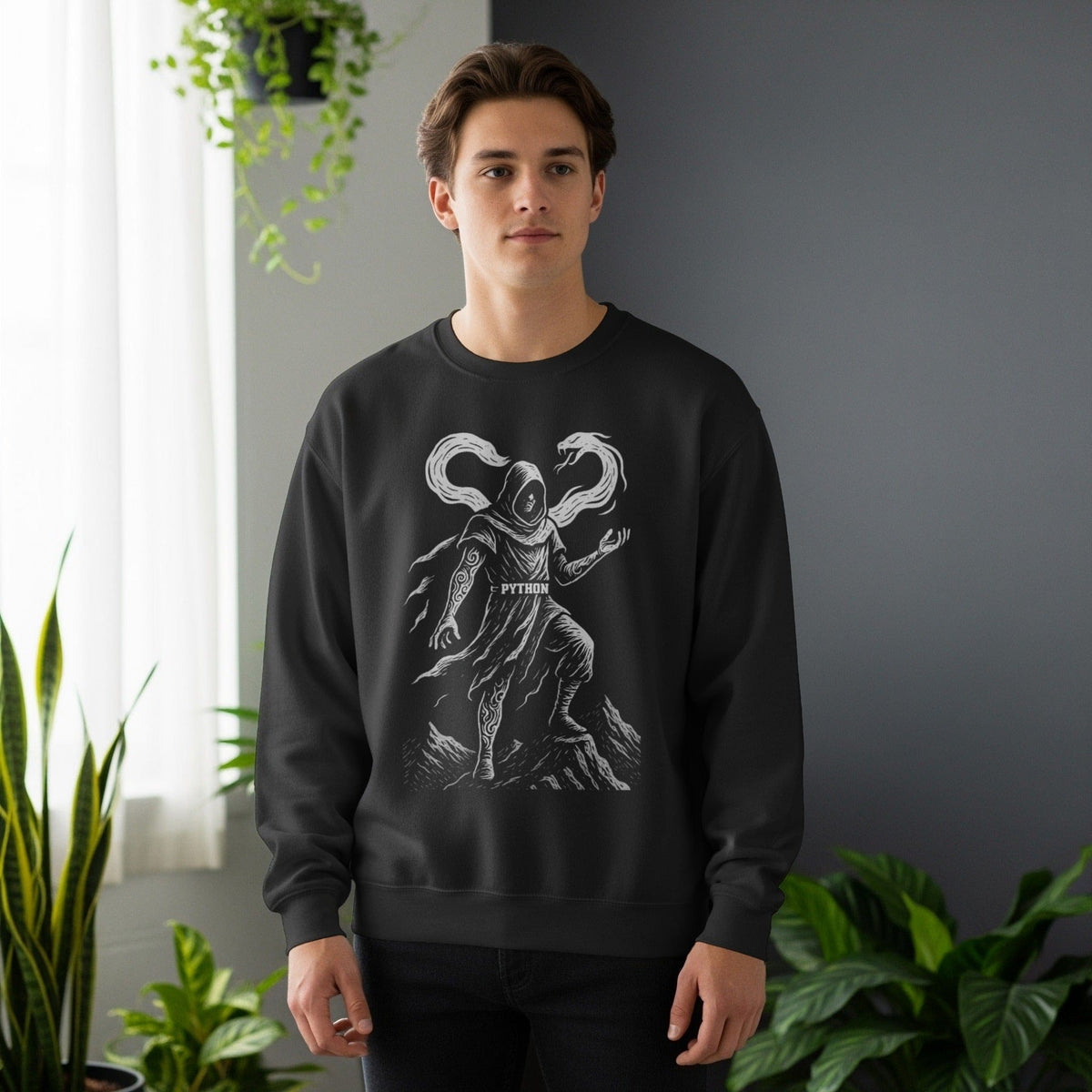 Code Culture python warrior sweatshirt funny programmer Sweatshirt in S — Code Culture developer clothing