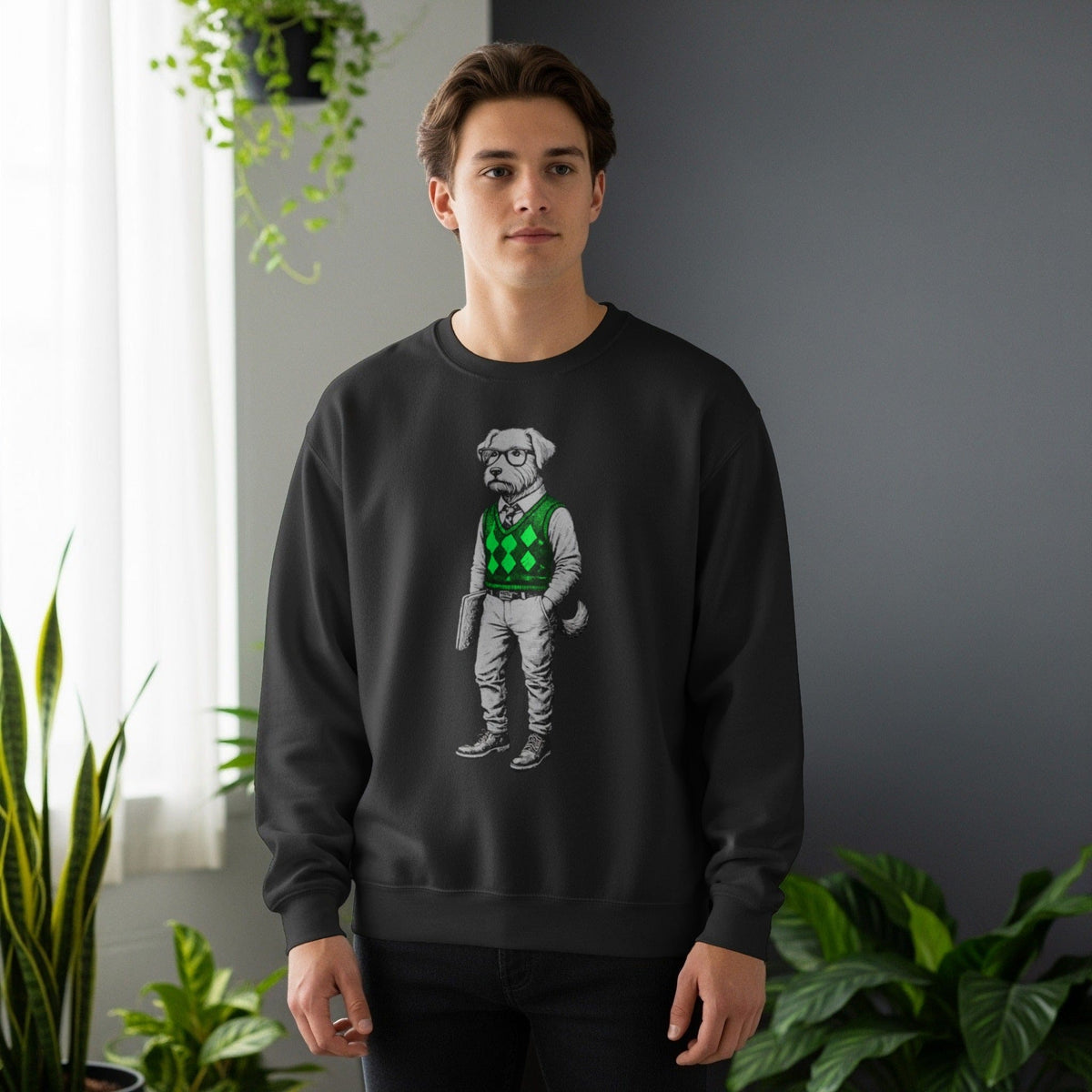 Code Culture dog in sweater sweatshirt funny programmer Sweatshirt in S — Code Culture developer clothing