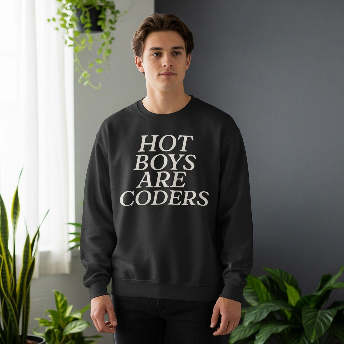 Code Culture hot boys are coders sweatshirt funny programmer Sweatshirt in S — Code Culture developer clothing