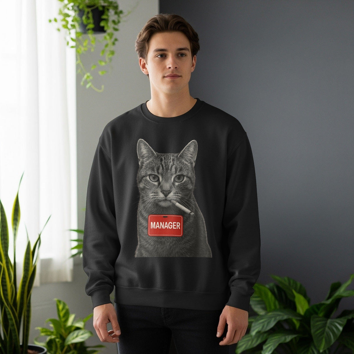 Code Culture cat manager sweatshirt funny programmer Sweatshirt in S — Code Culture developer clothing