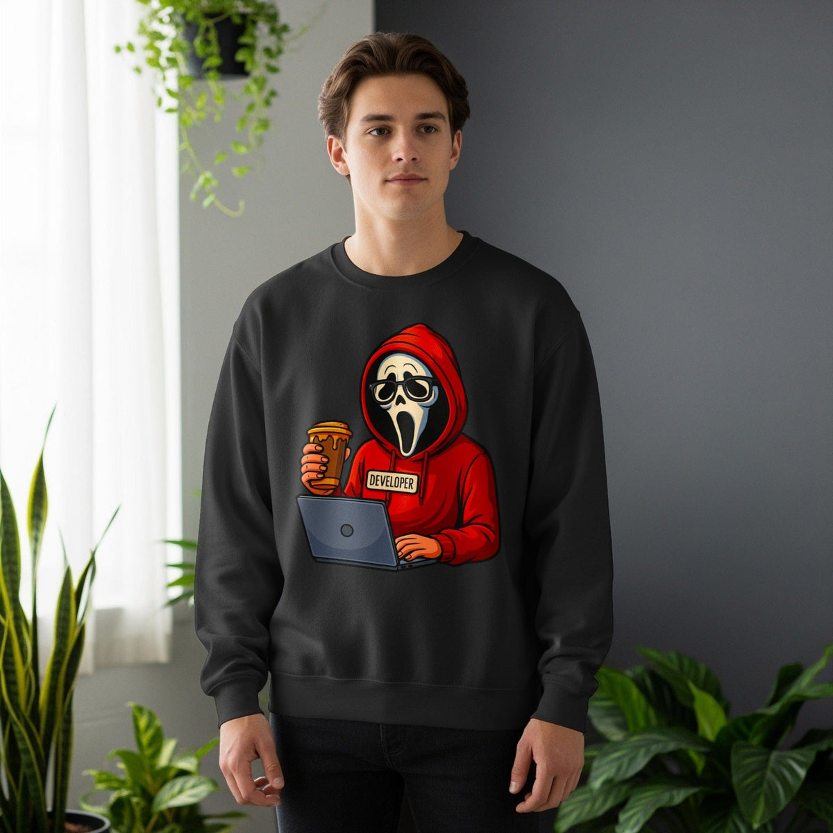 Code Culture scream developer sweatshirt funny programmer Sweatshirt in S — Code Culture developer clothing