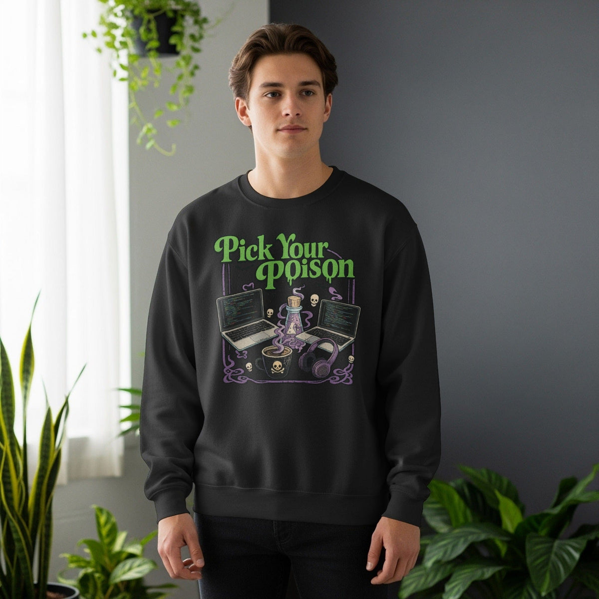 Code Culture pick your poison sweatshirt funny programmer Sweatshirt in S — Code Culture developer clothing