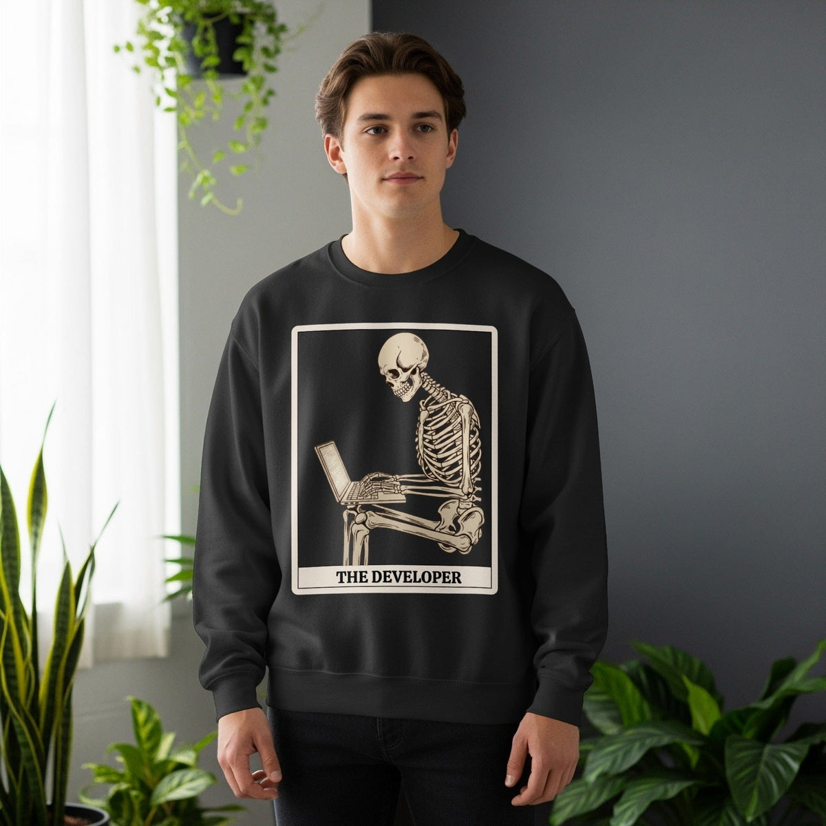 Code Culture working skeleton developer sweatshirt funny programmer Sweatshirt in S — Code Culture developer clothing