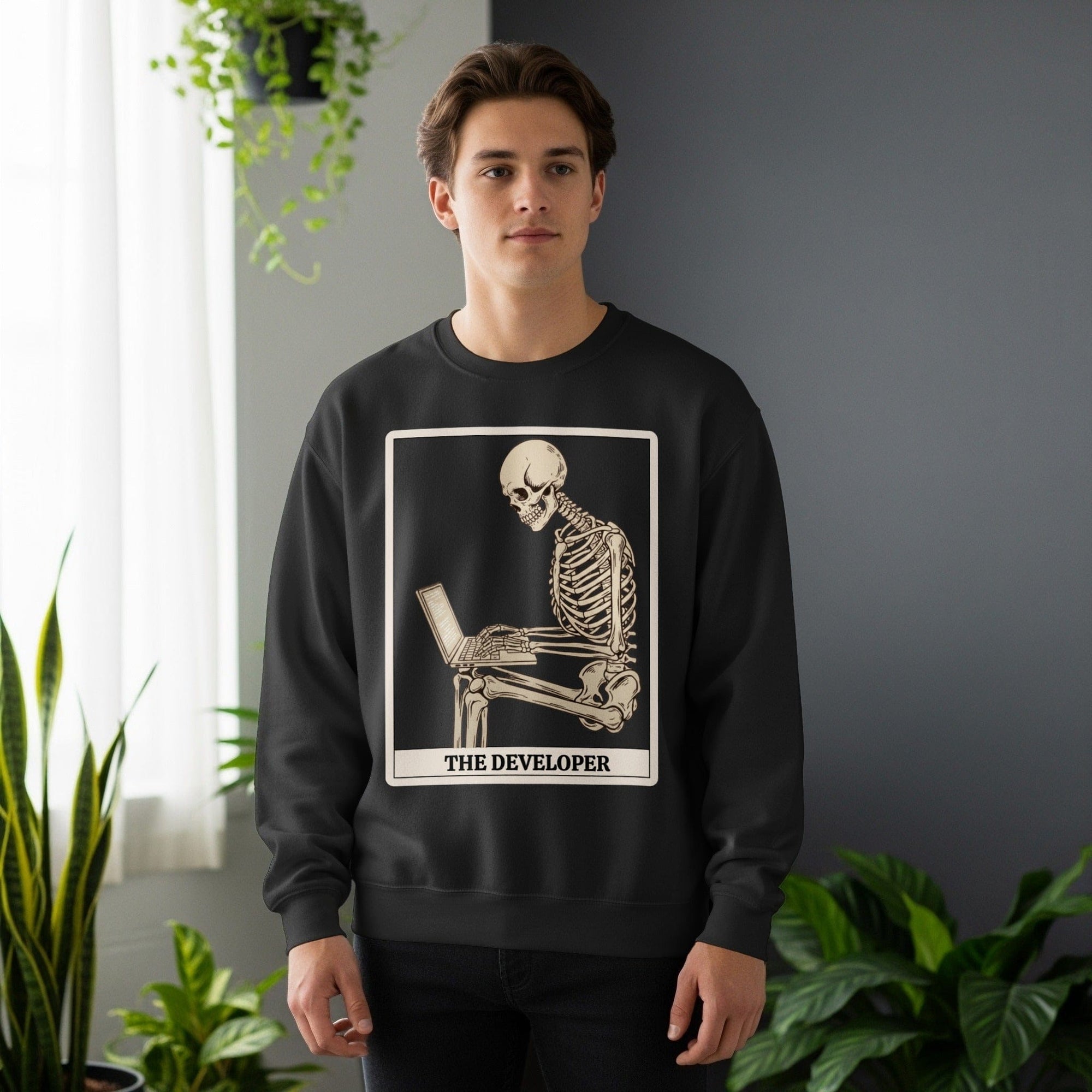 working skeleton developer sweatshirt
