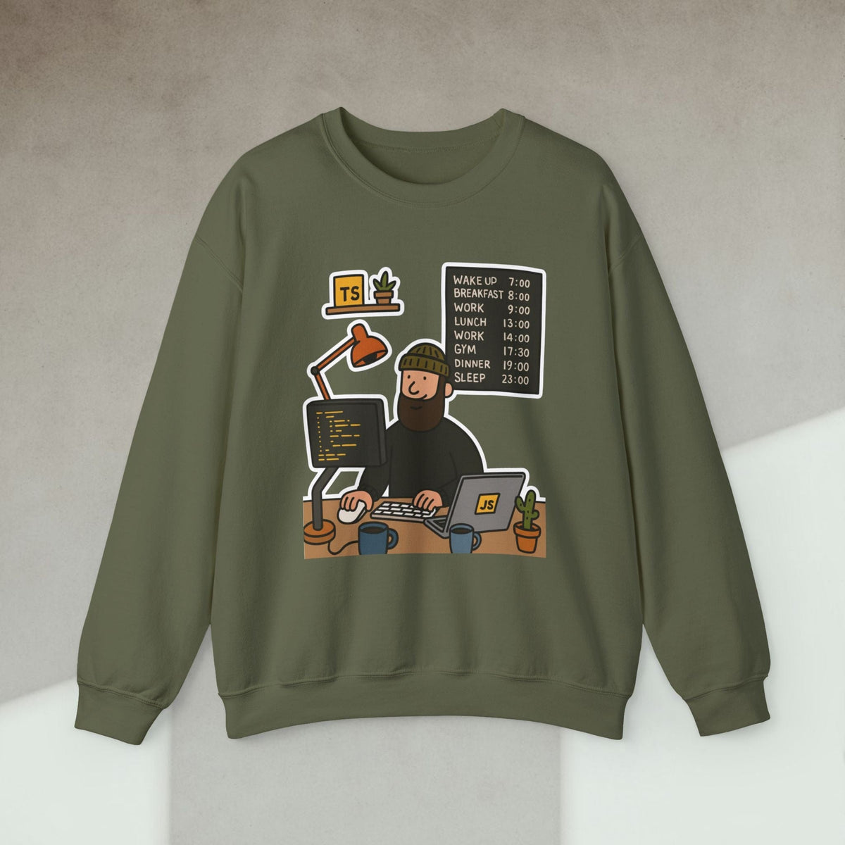 Code Culture developer daily schedule sweatshirt funny programmer Sweatshirt in S — Code Culture developer clothing