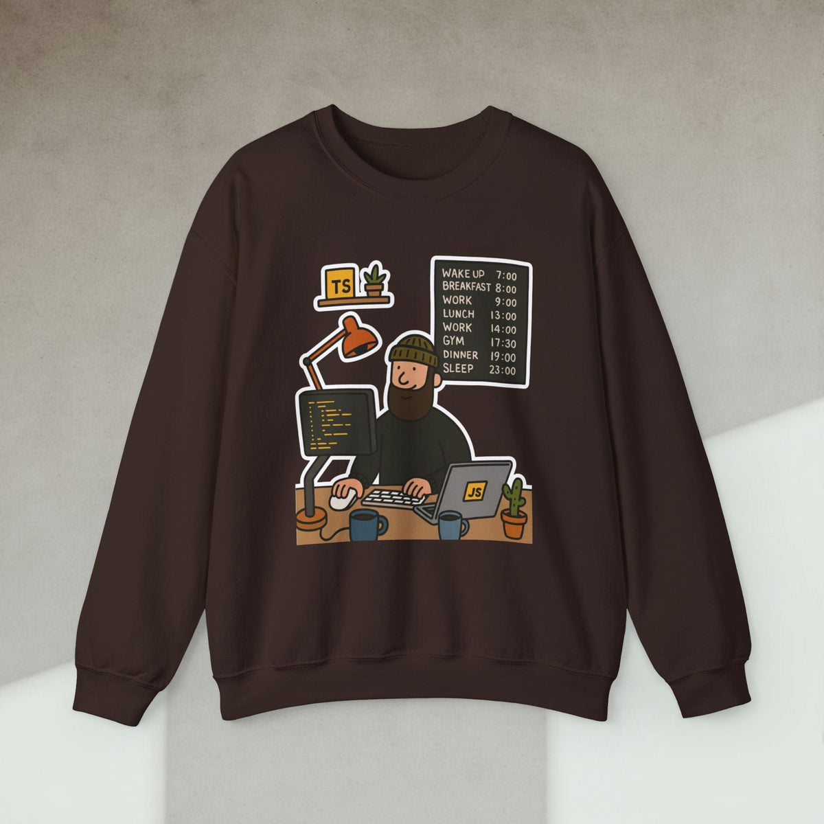 Code Culture developer daily schedule sweatshirt funny programmer Sweatshirt in S — Code Culture developer clothing
