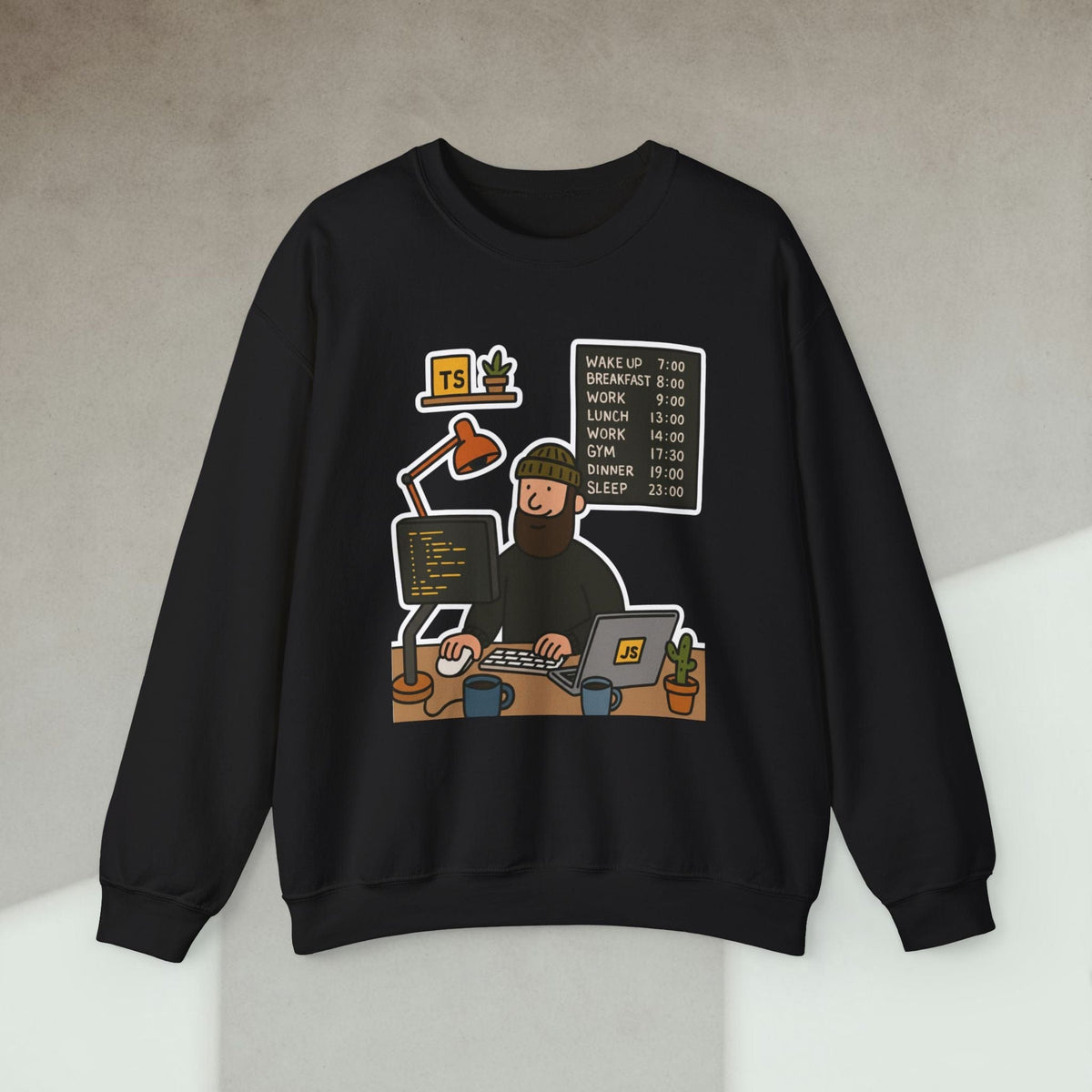 Code Culture developer daily schedule sweatshirt funny programmer Sweatshirt in S — Code Culture developer clothing