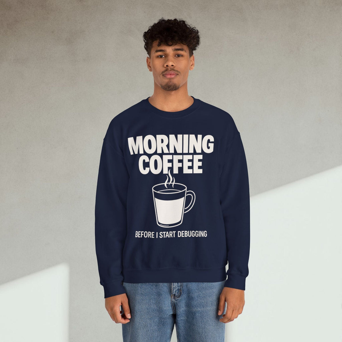 Code Culture morning coffee before I start debugging Sweatshirt funny programmer Sweatshirt in S — Code Culture developer clothing