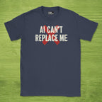Code Culture ai cant replace me shirt funny programmer T-Shirt in Navy — Code Culture developer clothing