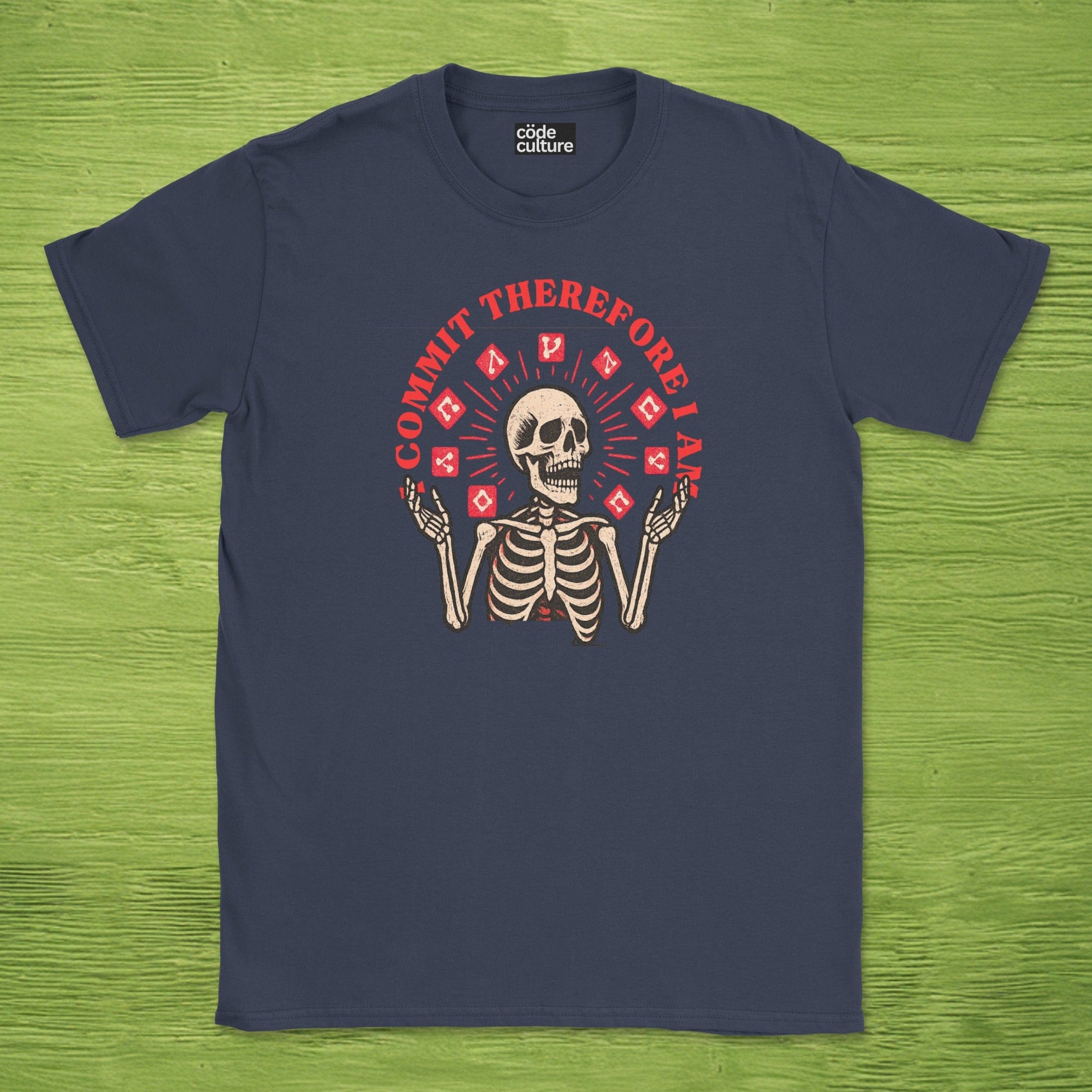 commit therefore i am skeleton shirt