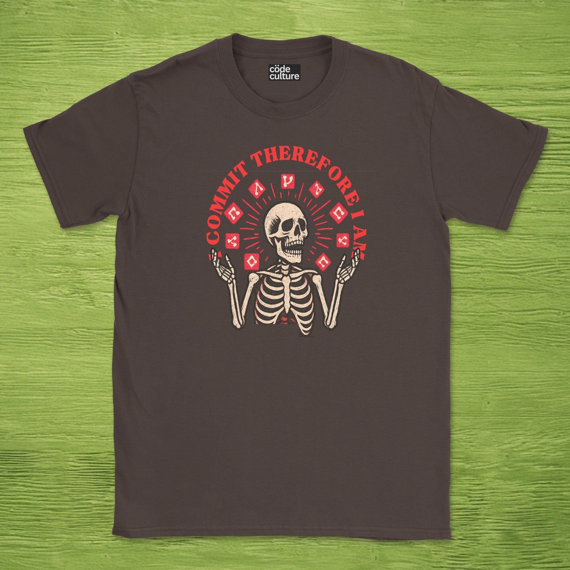 commit therefore i am skeleton shirt