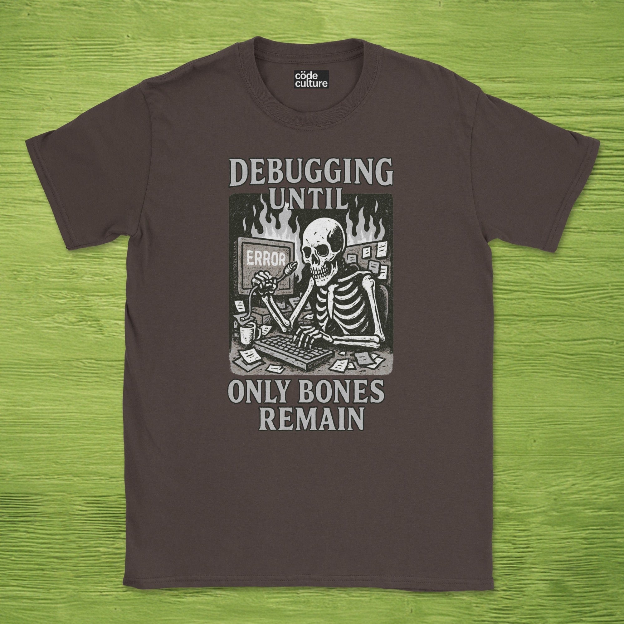 debugging until only bones remain skeleton shirt