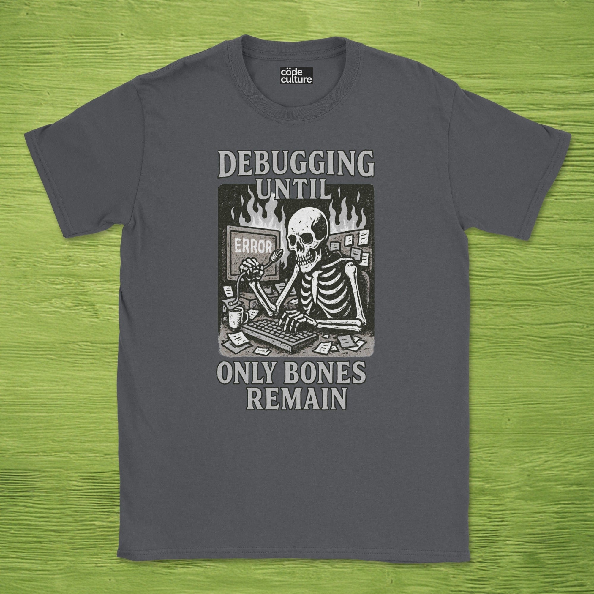 debugging until only bones remain skeleton shirt