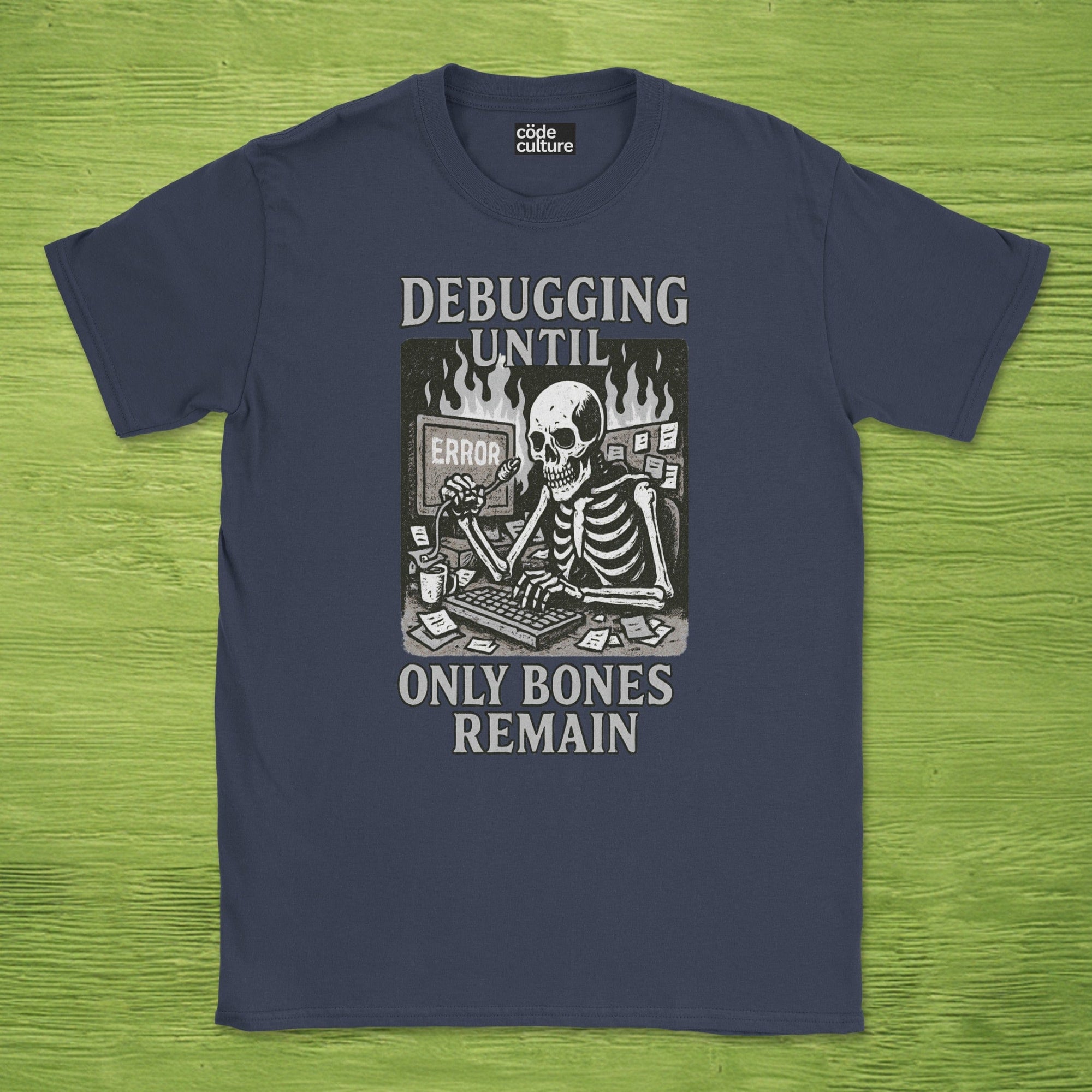 debugging until only bones remain skeleton shirt
