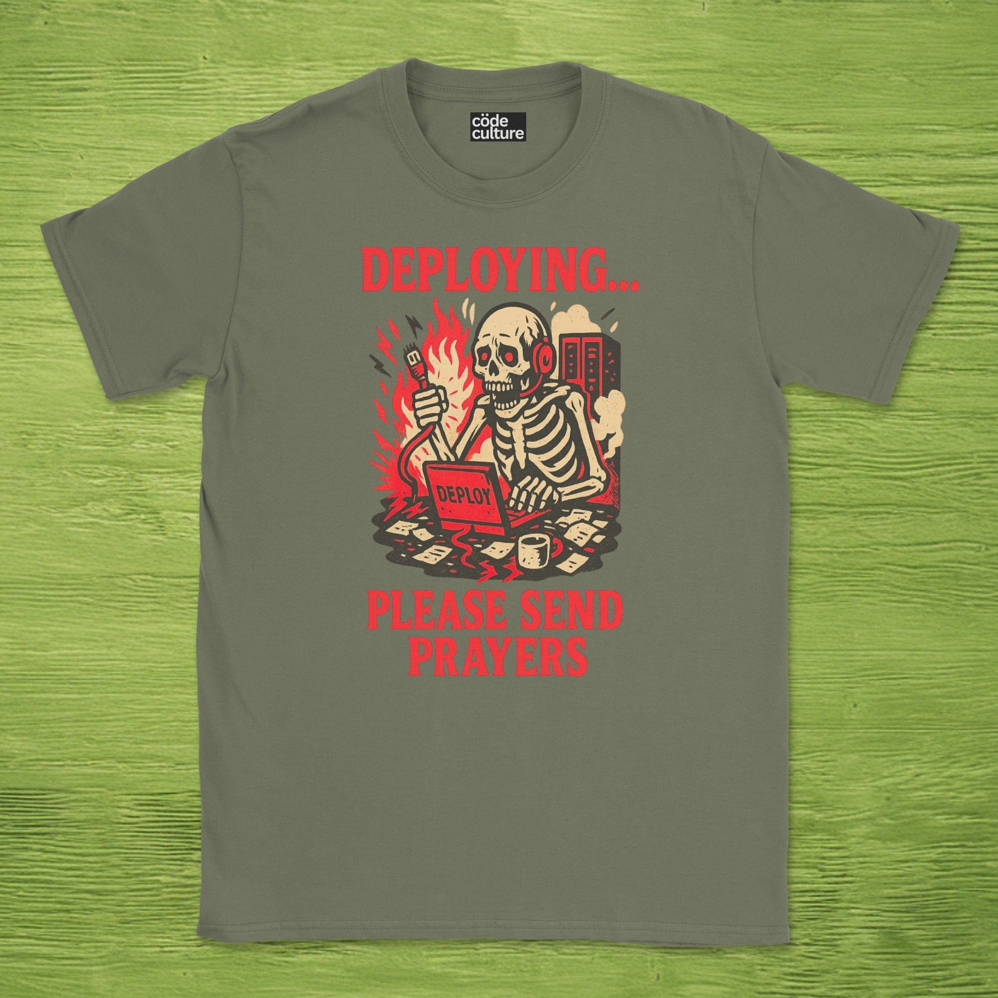 deploying… please send prayers skeleton shirt