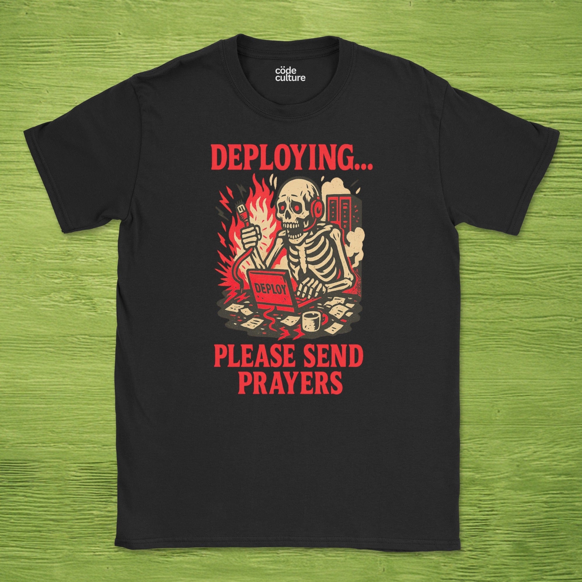 deploying… please send prayers skeleton shirt